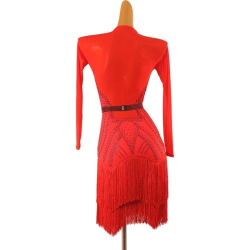 Professional Competition L Latin Dance Dresses for Women Ballroom Dancewear Waltz Costumes Cha Cha Performance Skirt
