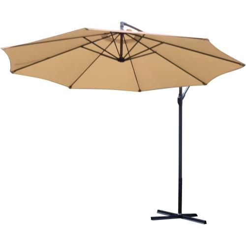 Outdoor Patio Umbrella, Offset Sun Shade Cantilever, Round 9.8ft Diameter - Crank Open System, Push Button Tilt, Adjustable Angle for Backyard and Beach‼️little dirt and incomplete‼️