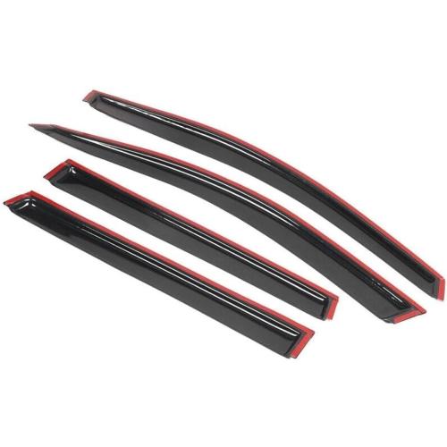 BLACK AND RED Window Visors Rain Sun Vent Guard 4pc Set Acrylic Left Right for Chevy for Traverse 2009-2017