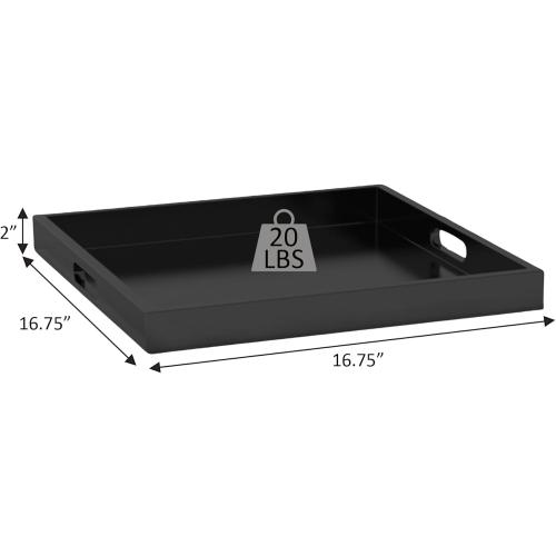 Convenience Concepts Palm Beach Serving Kitchen & Living Room Square Wood Decorative Handles, Ottoman Accent, Coffee Table Tray, Counter Organization & Storage, 16.75, Red