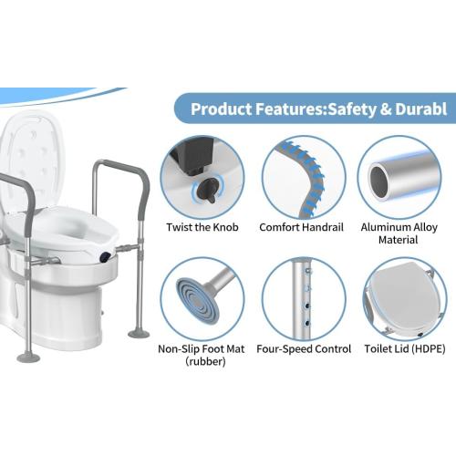 Raised Toilet Seat with Handles,Elevated Toilet Seat Riser for Seniors, Toilet Lift Seat Riser Adjustable Height& Width,for Elderly,Pregnant and Handicap