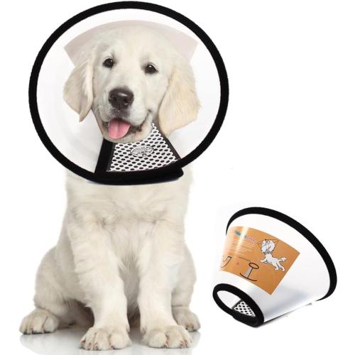 Plastic Pet Recovery Collars & Cones for Dogs and Cats After Surgery Adjustable Dog Neck Cone Surgical Elizabeth E-Collar Prevent Biting and Stop Licking Wound (S)