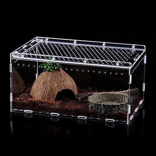 Clear Magnetic Acrylic Case, Micro Habitat Small Tarantula Enclosure Enclosure for arboreal Tarantula Scorpion Sling Lizards Mantis Snake Gecko Jumping Spider Snail Insect Isopods