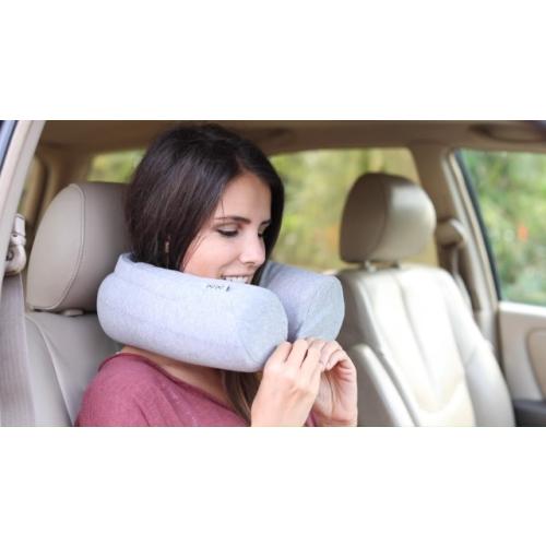 Dot&Dot Twist Memory Foam Travel Pillow, Bendable Neck Pillow for Airplane, Car and Home, 26-Inch Adjustable Roll with Washable Cotton Cover, Gray