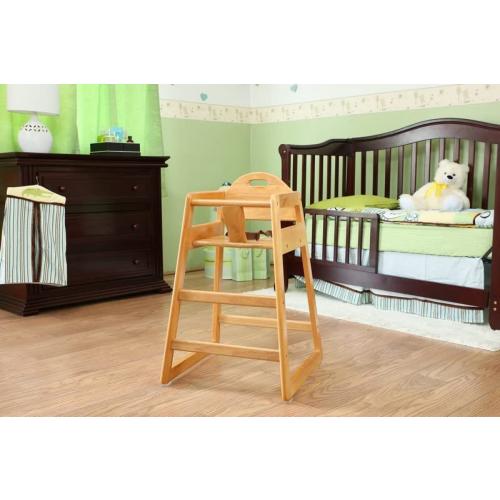 Wooden High Chair for Baby & Toddler – Restaurant-Style Stackable HighChair with Commercial Grade Solid Wood for Dining Table & Kitchen – Compact & Portable Design for Home & Restaurant Use -Natural
