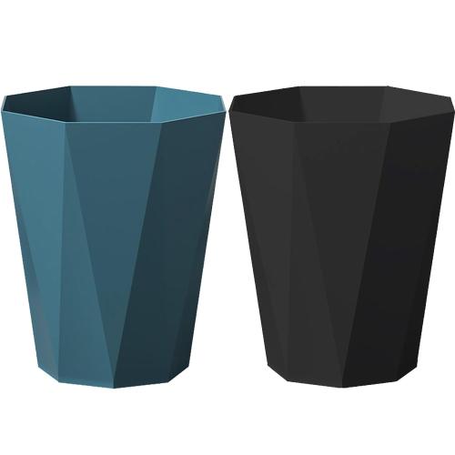 2 Pack Size 2.6 Gallon Black and Blue Bathroom Trash Can 2.6 Gallon Small Garbage Can Waste Basket for Bedroom Office Dorm, Blue Black