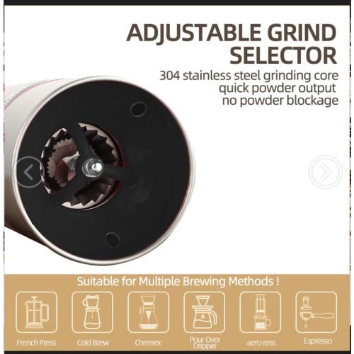 Electric Burr Coffee Grinder,Toycol Portable Cordless Rechargeable Espresso Coffee Bean Grinder,USB Battery Travel Car Coffee Maker with 15 Fine to Coarse Grind Settings for Home Use (Black)