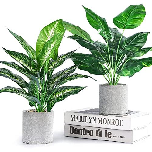 2pcs 16 Fake Plants Artificial Plants Tropical Faux Plants Indoor for Bathroom Kitchen Office Home Sage Green Decor