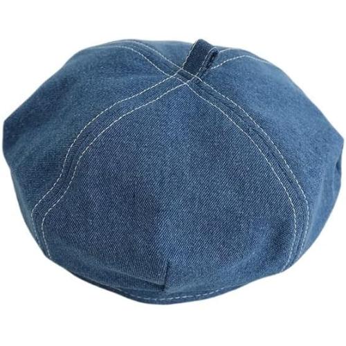 Student Denim Octagonal Beret Men's Women's Casual Painter's Hat