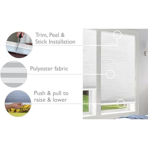 Color Natural Redi Shade No Tools Easy Lift Trim-at-Home Cordless Pleated Light Filtering Fabric Shade Natural