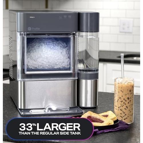 GE Profile Opal 2.0 XL with 1 Gallon Tank, Chewable Crunchable Countertop Nugget Ice Maker, Scoop included, 38 lbs in 24 hours, Pellet Ice Machine with WiFi & Smart Connected, Stainless Steel