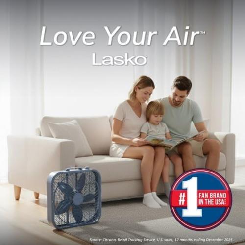 Laskoo Cool Colors 20 3-Speed Energy Efficient Box Fan, Laguna Blue, B20312