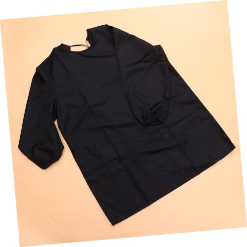 2 PACK...Professional Long Sleeve Barber Apron Black Protective for Hairdressers and Stylists Featuring Convenient Pockets for Tools for Barbershop and Home Use