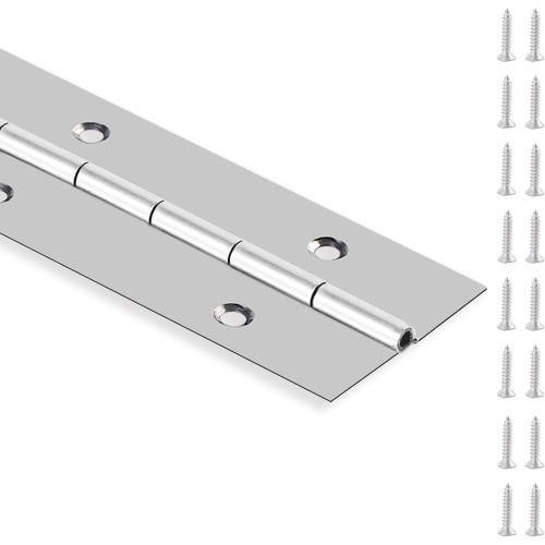 Piano Hinge 48 Inch Heavy Duty Stainless Steel Piano Hinge Continuous Hinge for Cabinet, Door, DIY Wood Boxes, 0.047 Leaf Thickness, 2 Open Width