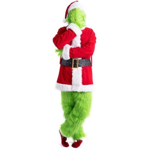 SONOTA Christmas Costume Adult Men Santa Claus Outfit Furry Green Giant Monster Professional Realistic Xmas Cosplay Suit large