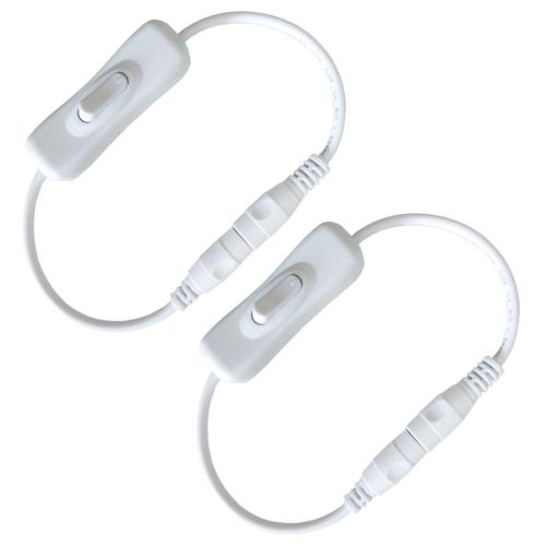 2pcs LED Strip Light Inline On/Off Switch Cable DC Jack Switch 5.5mm x 2.1mm Male Female DC Barrel Connector LED Tape Switch, 12V Inline Rocker Switch, DC 5V-24V LED Strip Switch, White