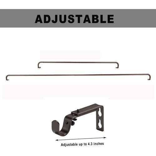 YunNephele Room Darkening Curtain Rods 28-48 inch Bronze,Wrap Around Design Window Single Drapery Rod, Sturdy Metal Adjustable Curtain Rod Set for Blackout Curtains