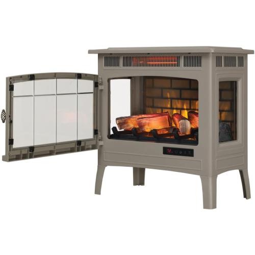 duraflame Freestanding Electric Fireplace Stove Heater with 3D Flame Effect for 1,000 Sq. Ft. Room, French Gray
