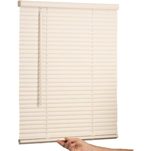 LOTUS & WINDOWARE Cordless Mini Blind, 1 Vinyl Slats, 27 Wide x 36 Long - Alabaster, Window Blinds for Home and Office, Interior Door Blinds - Light Filtering