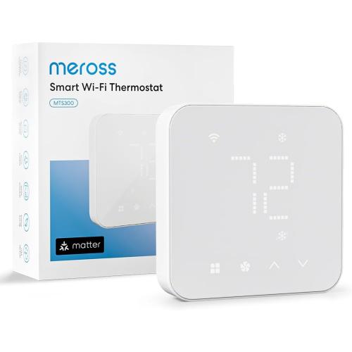 meross Smart Thermostat for Home, WiFi Thermostat Works with Matter, Alexa, Apple Home, Google Assistant, App & Voice Control, 7x24h Scheduling, Energy Saving, C-Wire Required, Matte White