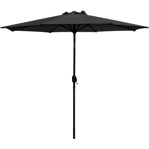 7.5FT Patio Umbrella with Push Button Tilt and Crank, Outdoor Umbrella Patio Table Umbrella 9 Sturdy Ribs UV Protection Waterproof for Pool, Porch, Garden, Deck, Backyard. (Black)