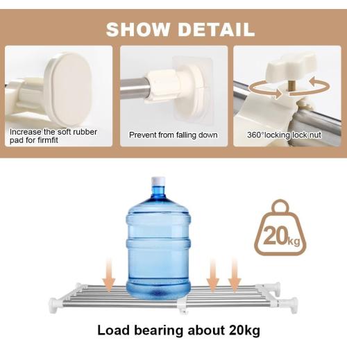 Hershii Tension Shelf Expandable Rod Closet System Heavy Duty Clothes Hanger Adjustable DIY Garage Bathroom Kitchen Storage Organizer Shoe Rack, Plant Stand, Bookshelf