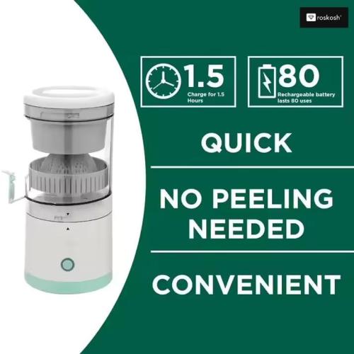 Portable Electric Citrus Juicer – Rechargeable High Power Stainless Steel Orange, Lemon Juicer; Limes & Grapefruit – One-Touch Automatic Fruit Squeezer – Compact & Easy to Clean BPA-free