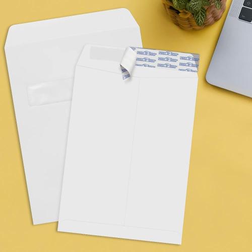 LUXPaper 9 x 12 Open End Window Envelopes | Peel & Press | White | 28lb. Text | 500 Qty