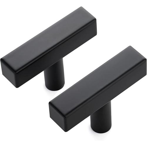Ravinte 10 Pack Black Square Bar Cabinet Knobs 2 Inch Square Cabinet Pulls Matte Black Single Hole Kitchen Cabinet Handles