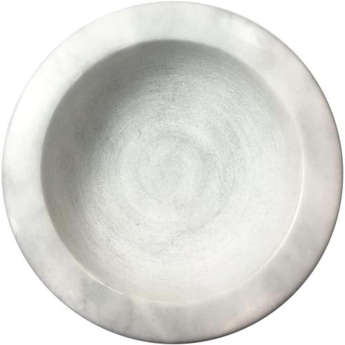 Marble Shaving Bowl，Handcrafted White Marble Later，Shaving Soap & Cream Bowl for Men，Lather Mug with Interior Grooves Builds a Rich.