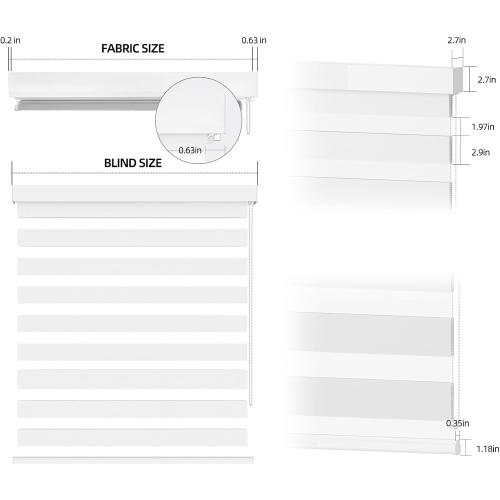 Zebra Blinds for Windows (52 W x 72 H, White) Zebra Roller Window Shades, Corded Dual Layer Light Filtering Privacy for Day and Night, Light Control and Protecting Privacy for Home and Office