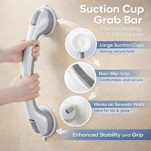 Grab Bars for Bathtubs & Showers, 16.5 Suction Cup Grab Bars