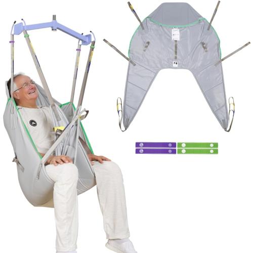 EZ Assistive Patient Lift Universal Padded Sling with Head Support, Lift U-Sling for Patient Transfer and Reposition Home Use, 500lbs (Grey, Large)