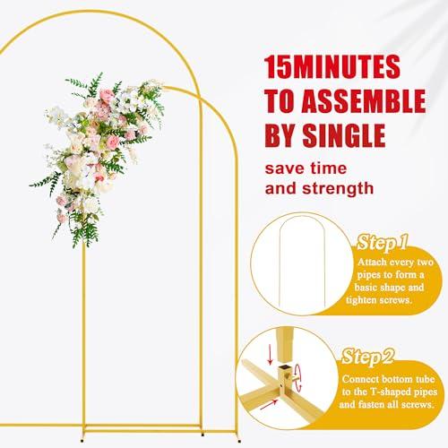 Wokceer Wedding Arch Backdrop Stand and Cover Set of 2,Arch and White Cover