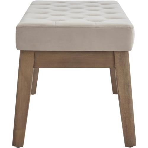 Velvet Upholstered Buttons Tufted Entryway Bench with Solid Wood Leg,Bed Bench Ottoman with Padded Seat,5034-Taupe