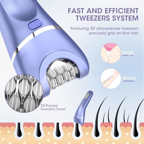 Electric Shavers for Women, 7 in 1 Hair Removal Kit with Epilator Bikini Trimmer Face Razor Body Brush Face Massager Foot Callus Remover, IPX7 Waterproof Lady Razors Set for Legs Armpit Bikini Pubic