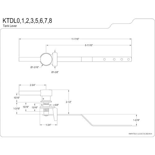Size 11.44 x 3.69 x 1.38 Kingston Brass KTDL7 Concord Front Mount Toilet Tank Lever, Brushed Brass 11.44 x 3.69 x 1.38