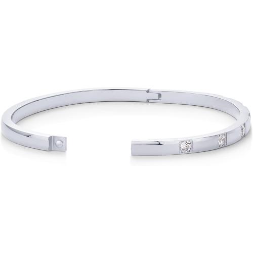 PAVOI Waterproof Thin Love Bracelet for Women - 14K Gold Plated Dainty Love Bangle with Cubic Zirconia - Stainless Steel Hinge Bracelet Jewelry Gifts
