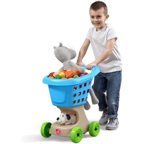 Step2 Little Helper's Shopping Cart for Kids, Play Grocery Cart, Made of Durable Plastic, for Toddlers 2  Years Old, Blue