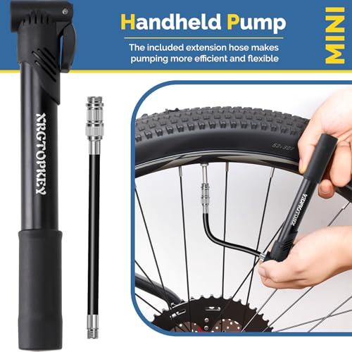 Mini Bike Pump 100 PSI with Flexible Hose, Fits Presta & Schrader Valves
