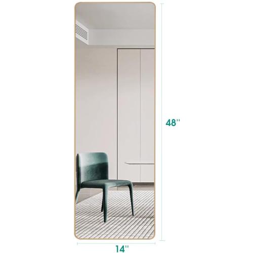 Over The Door Full Length Mirror - 14 x 48, Rounded Corner, Yellow