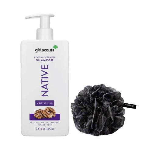 Limited Edition Coconut Caramel Cookie Moisturizing Shampoo – 16.5 fl oz, Hydrating Shampoo for All Hair Types, Nourishing Formula with Delicious Scent Loofah (Pack of 1, Coconut Caramel)