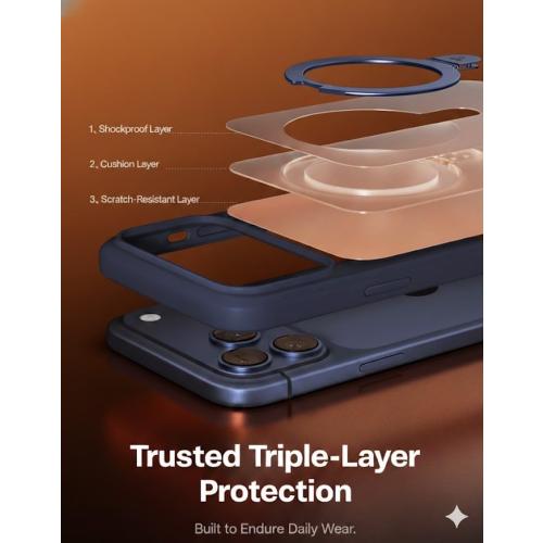 TORRAS for iPhone 17 Pro Max Case with Stand, [Fit for MagSafe] [Military-Grade Protection] [Camera Control] Translucent Slim for iPhone 17 Pro Max Phone Case Anti-Fingerprint Ostand, Deep Blue