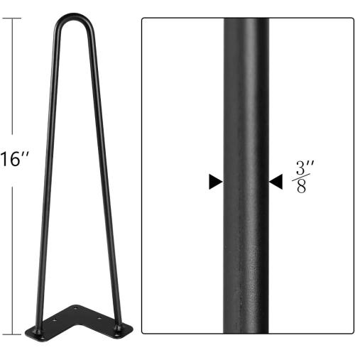 TE DEUM 16 Satin Black Hairpin Coffee Table Legs(Set of 4), Metal Heavy Duty Sturdy Sharp Looking Modern Table Legs …