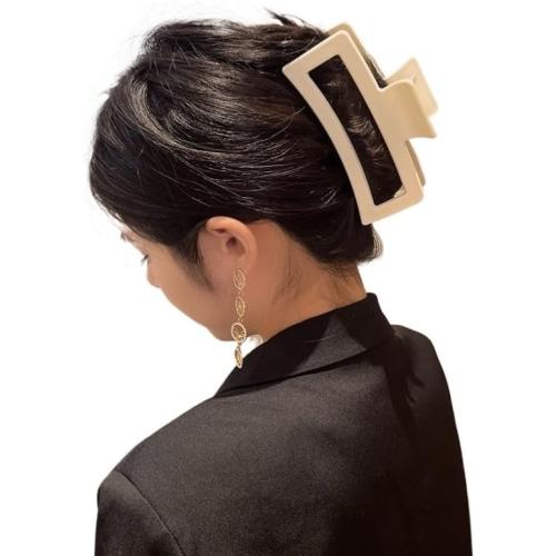 Woman Large Rectangle Hair Claw Barrettes Fashion Girl Hair Clips Hair Headwear Hair Accessories Korean Hairpins (Color : White, Size : One size)