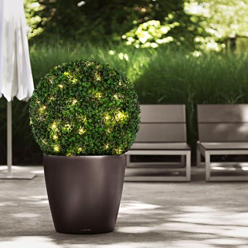 2 Pcs Lighted Topiary Ball Outdoor Pre-Lit Faux Boxwood Planter Filler Sphere, Artificial Topiary Ball， Decorative for Backyard, Balcony, Garden, Wedding Party, Home Office (15 * 15)