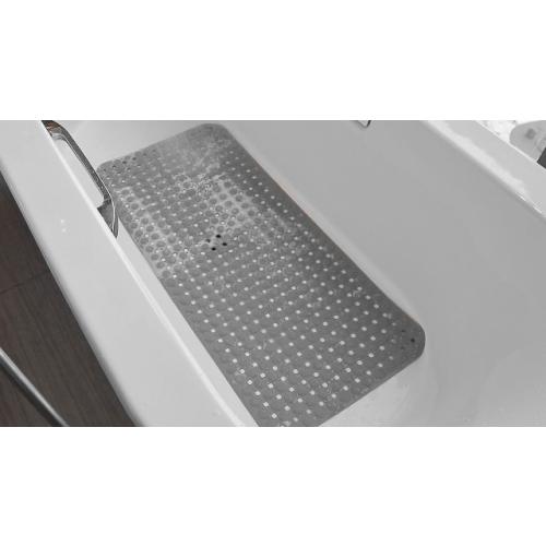 OTHWAY Bath Tub Shower Mat Non Slip, Bathtub Floor Liner Mats for Inside Shower Bathroom, Suction Cups and Drain Holes for Feet Scrubbing, Machine Washable, Soft on Feet, 35x16 Inch, Grey
