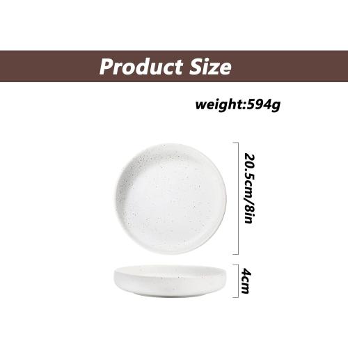 Ceramic Plates Flat, Simple Round Porcelain Plate, High-Temperature Fired Porcelain is Strong, Can Hold Pasta, Salad, Dishes,White,8in