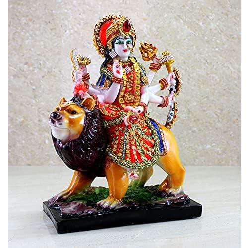 Resin Maa Durga MATA Rani Sherawali Murti Idol Statue Sculpture (8 X 11.5 Inches)