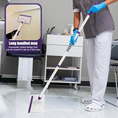 Baseboard Cleaner Tool with Handle, 60 Extendable Long Handle Baseboard Cleaner with 5 Reusable Pads for Baseboards Cleaning, Ceiling, Wall, Floor, Bathroom Kitchen